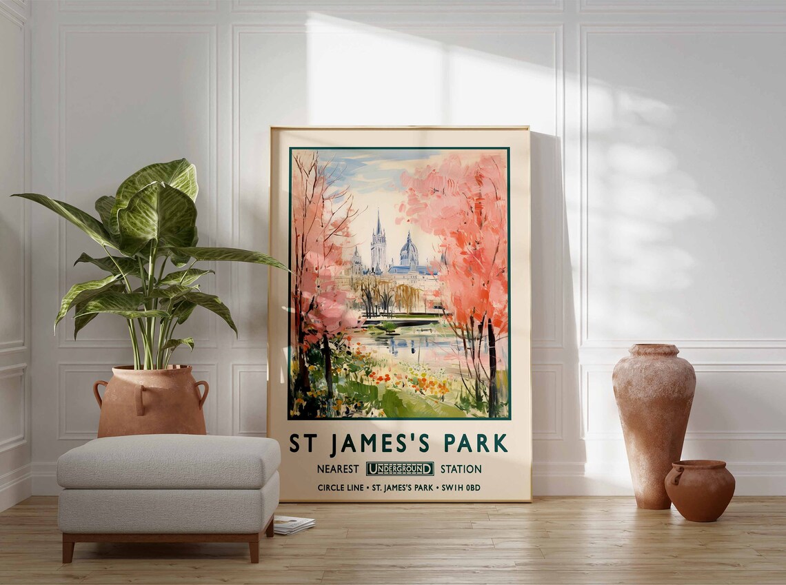 St James's Park Vintage London Art Print - Image 3
