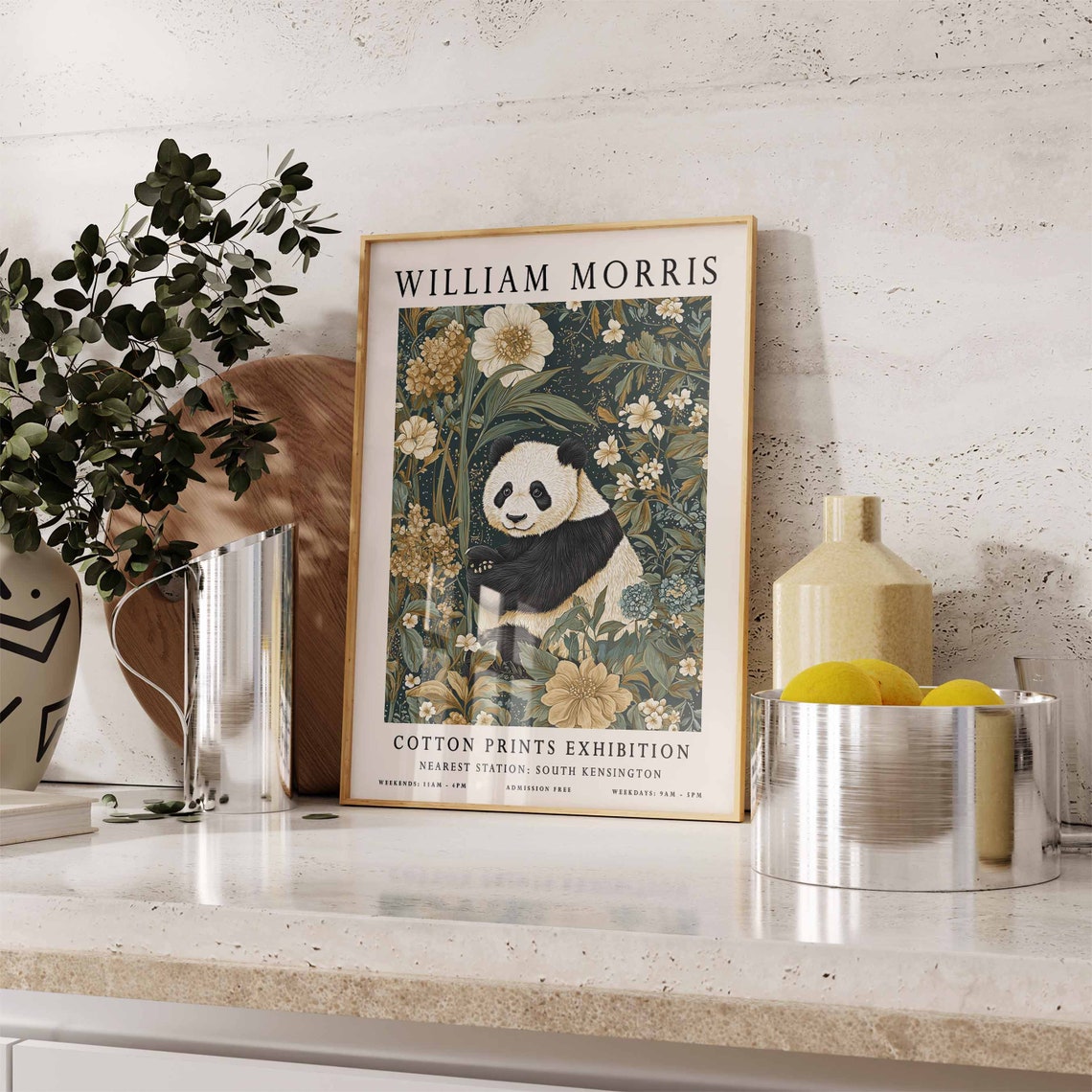 William Morris Giant Panda in Golden Flowers Exhibition Poster - Image 3