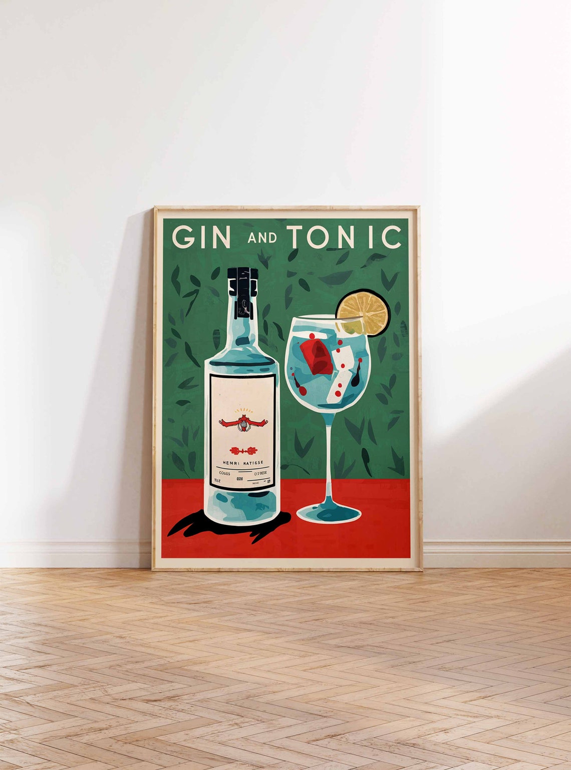 Gin and Tonic Botanical Green Confetti Cocktail Drink Poster - Image 2