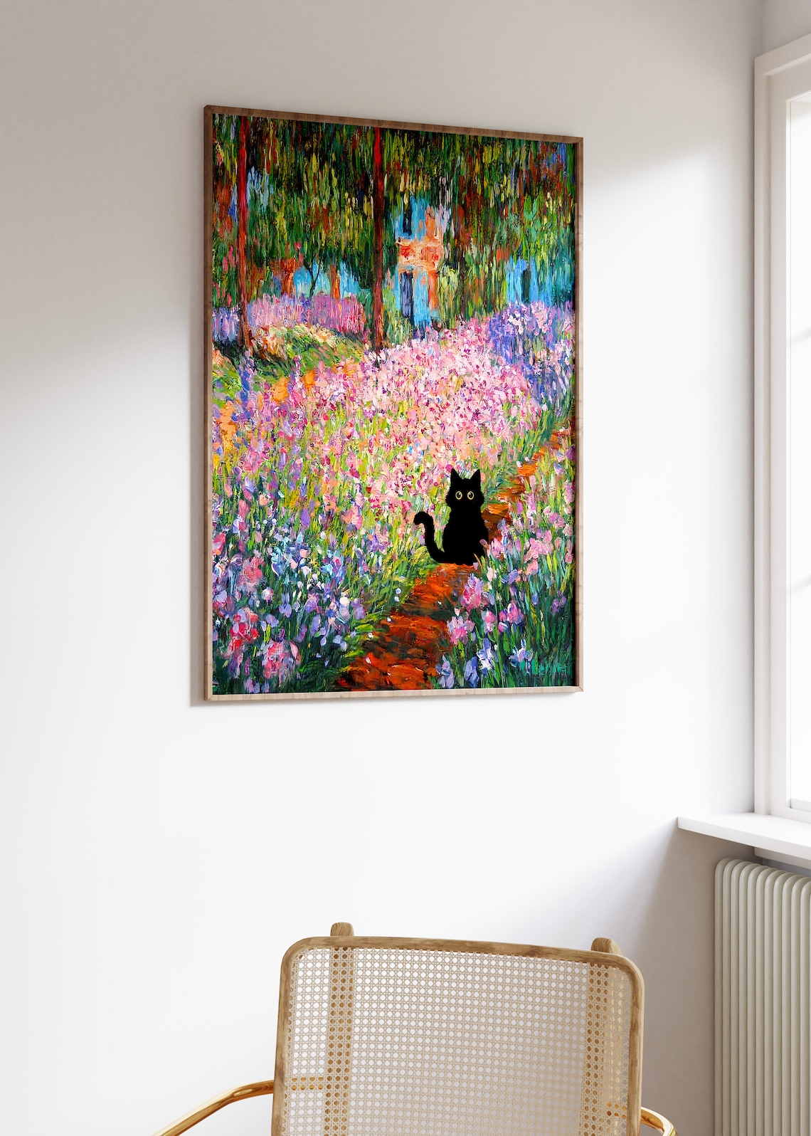 Monet-Inspired Garden Cat Art Print - Image 3