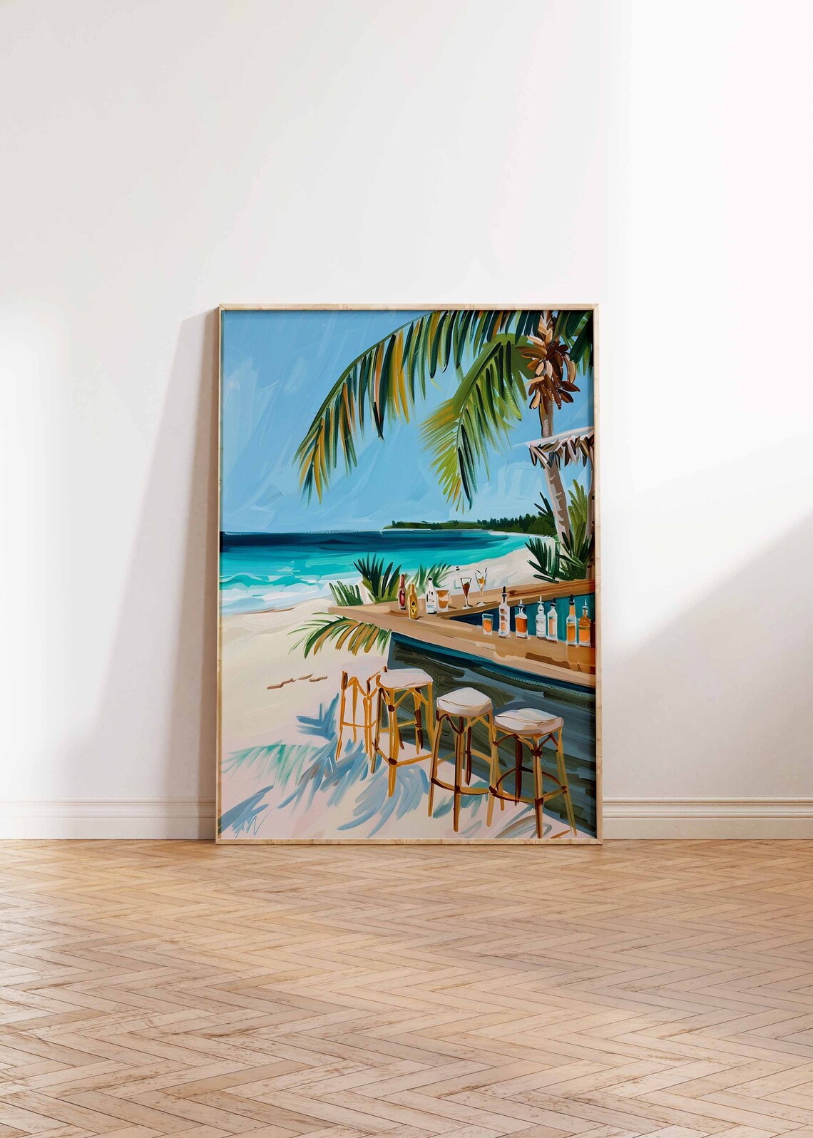 Caribbean Beach Bar Poster, Tropical Cocktail Art - Image 2