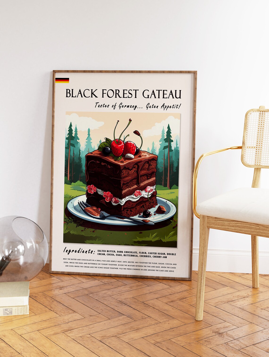 Black Forest Gateau Food Poster, Kitchen Decor - Image 2