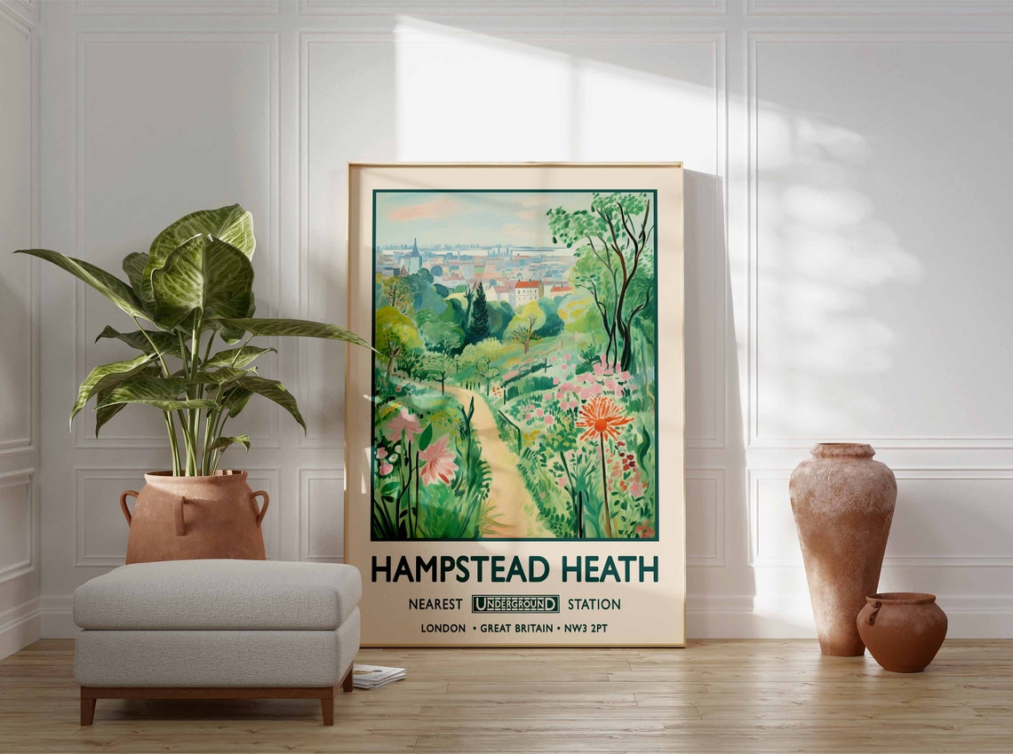 Hampstead Heath London Garden Path Vintage Underground Travel Poster - Image 3