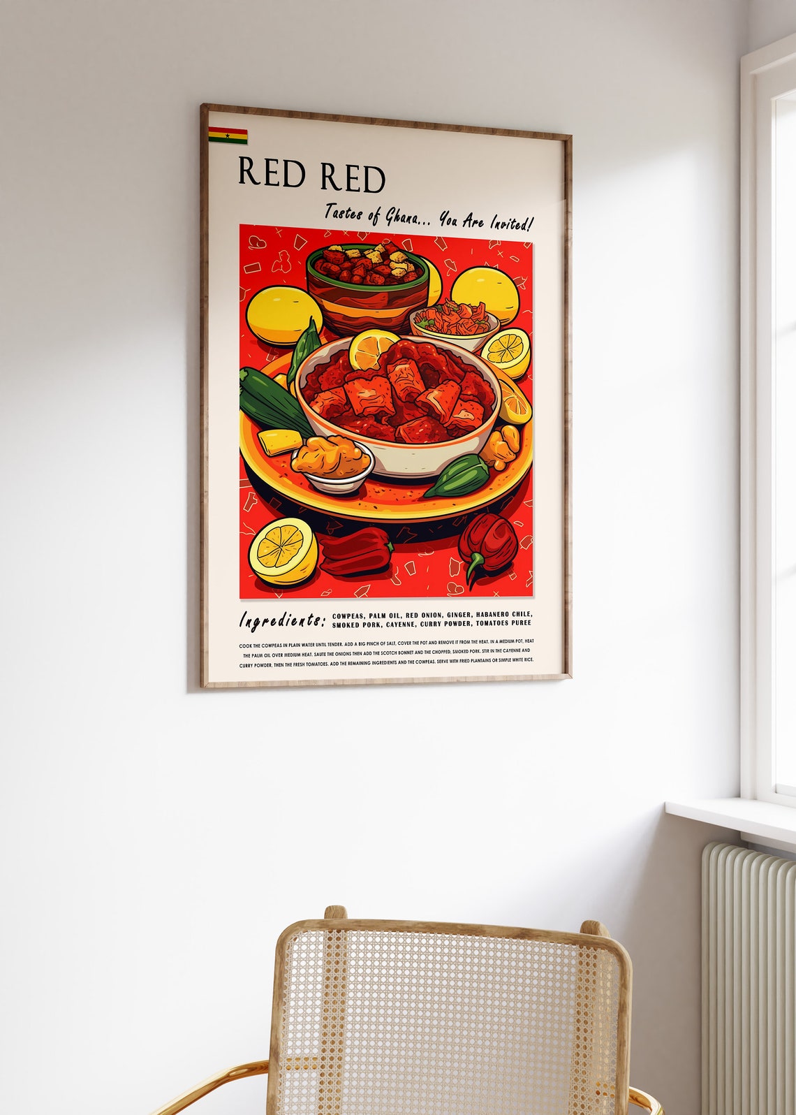 Red Reed Ghanaian Food Poster African Food Print Ghana Food Art African Food Poster Exotic Food Art Kitchen Decor African Art - Image 3