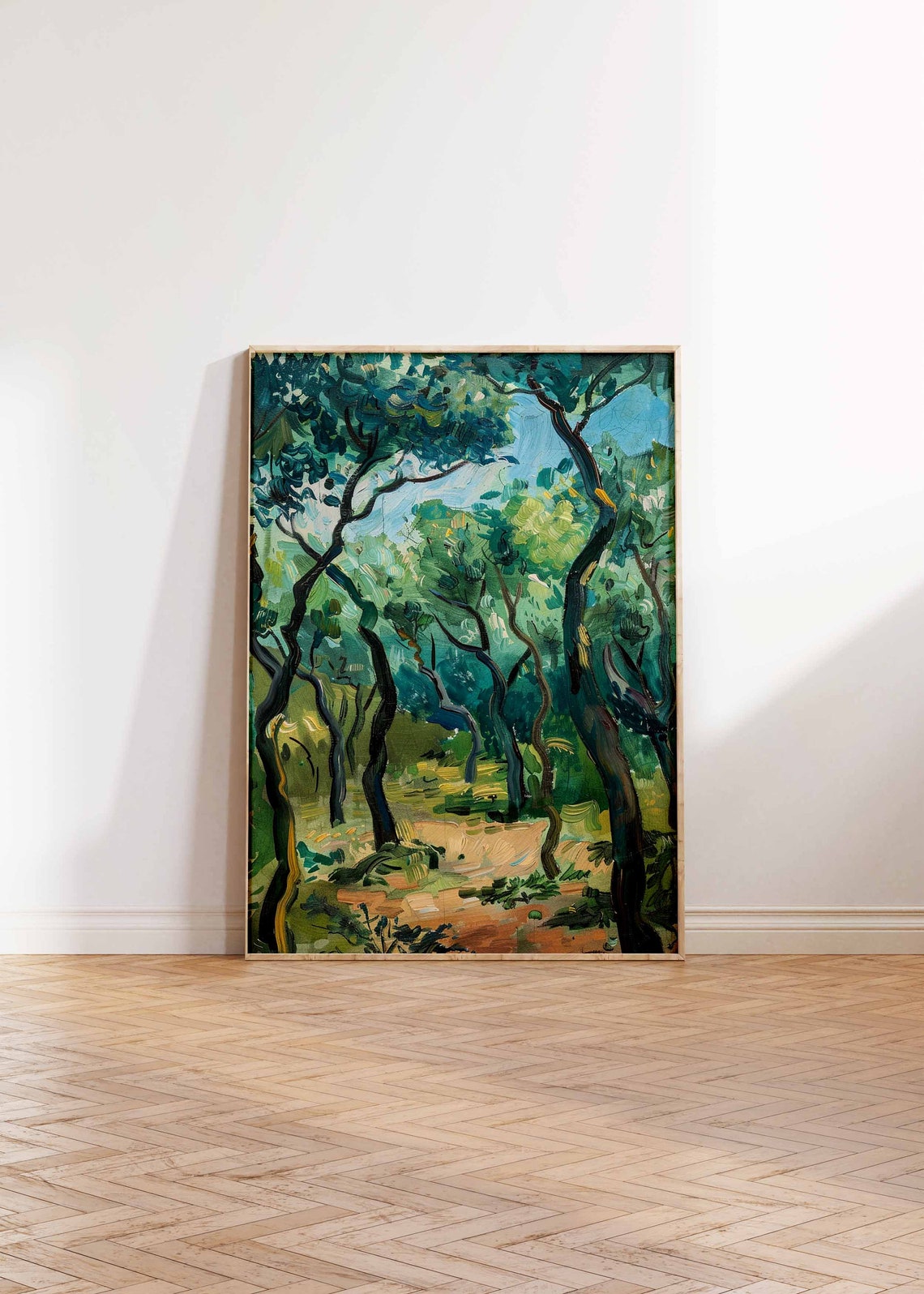 Dense Emerald Olive Grove Forest Impressionist Art Print Wall Decor - Image 2