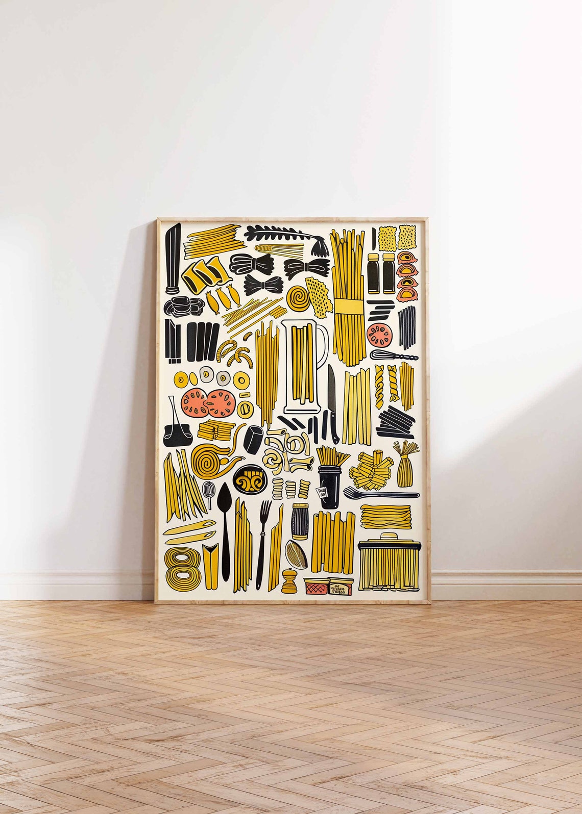 Illustrated Pasta Shapes Collection Kitchen Poster Italian Cooking Art - Image 2
