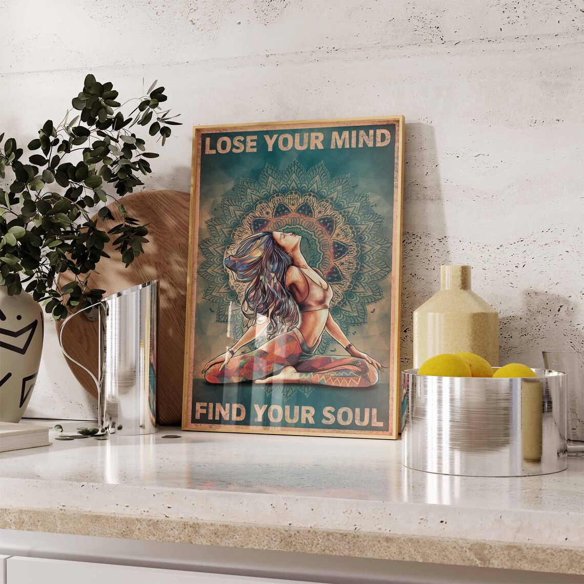 Lose Your Mind Find Your Soul Yoga Meditation Mandala Spiritual Woman Poster - Image 2