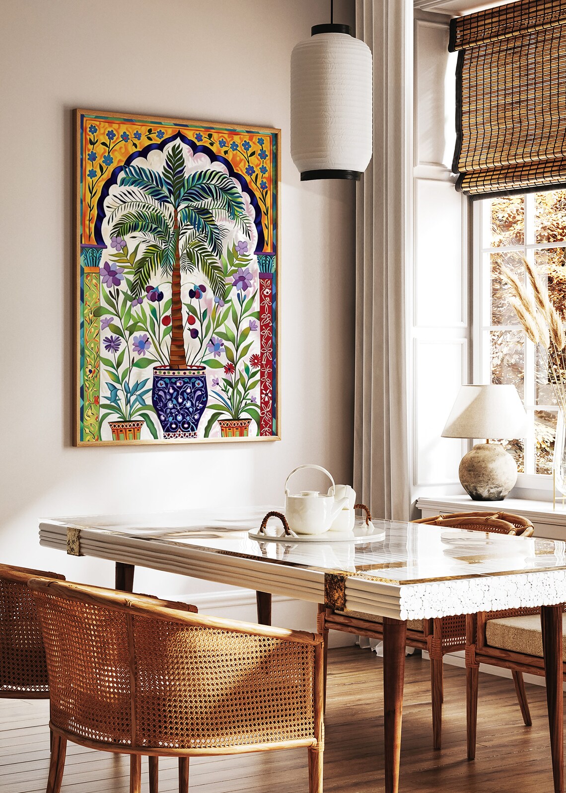 Islamic Floral Palm in Ornate Vase Middle Eastern Art Poster - Image 2