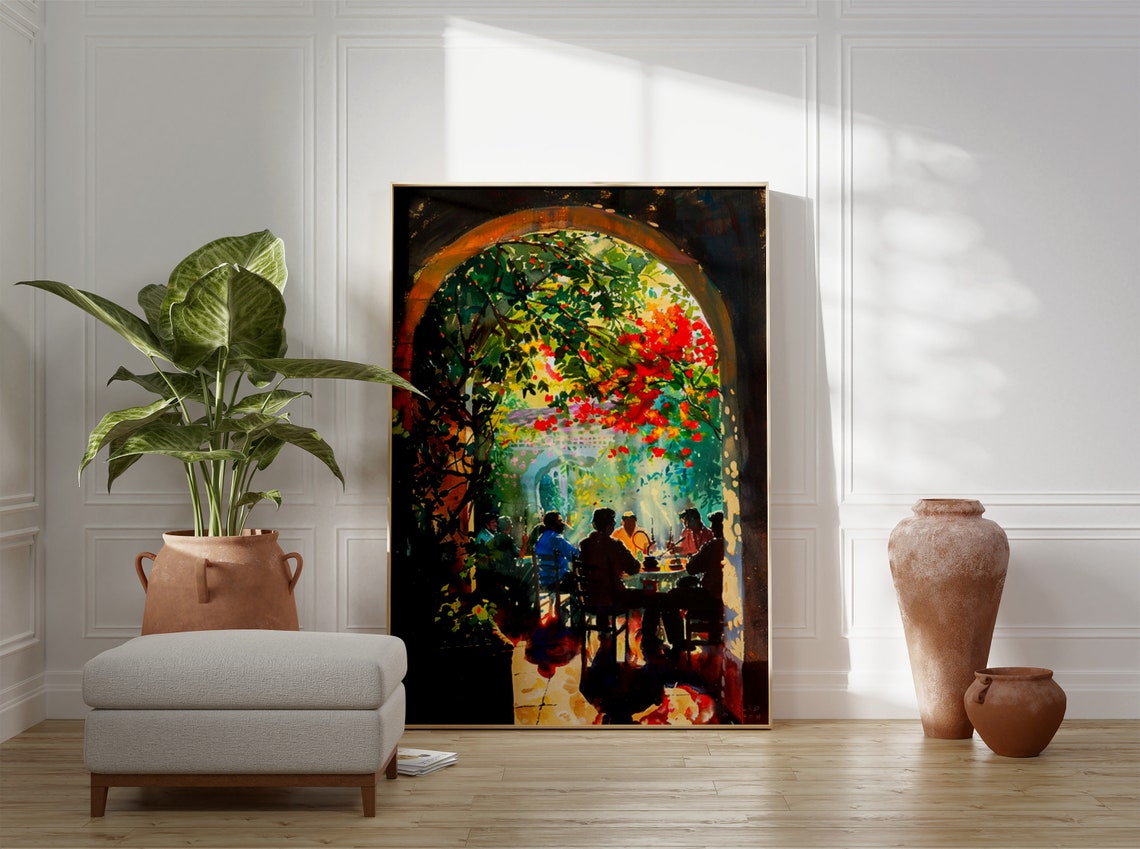 Shisha Hookah Bar Arched Courtyard Middle Eastern Cafe Art Poster - Image 3