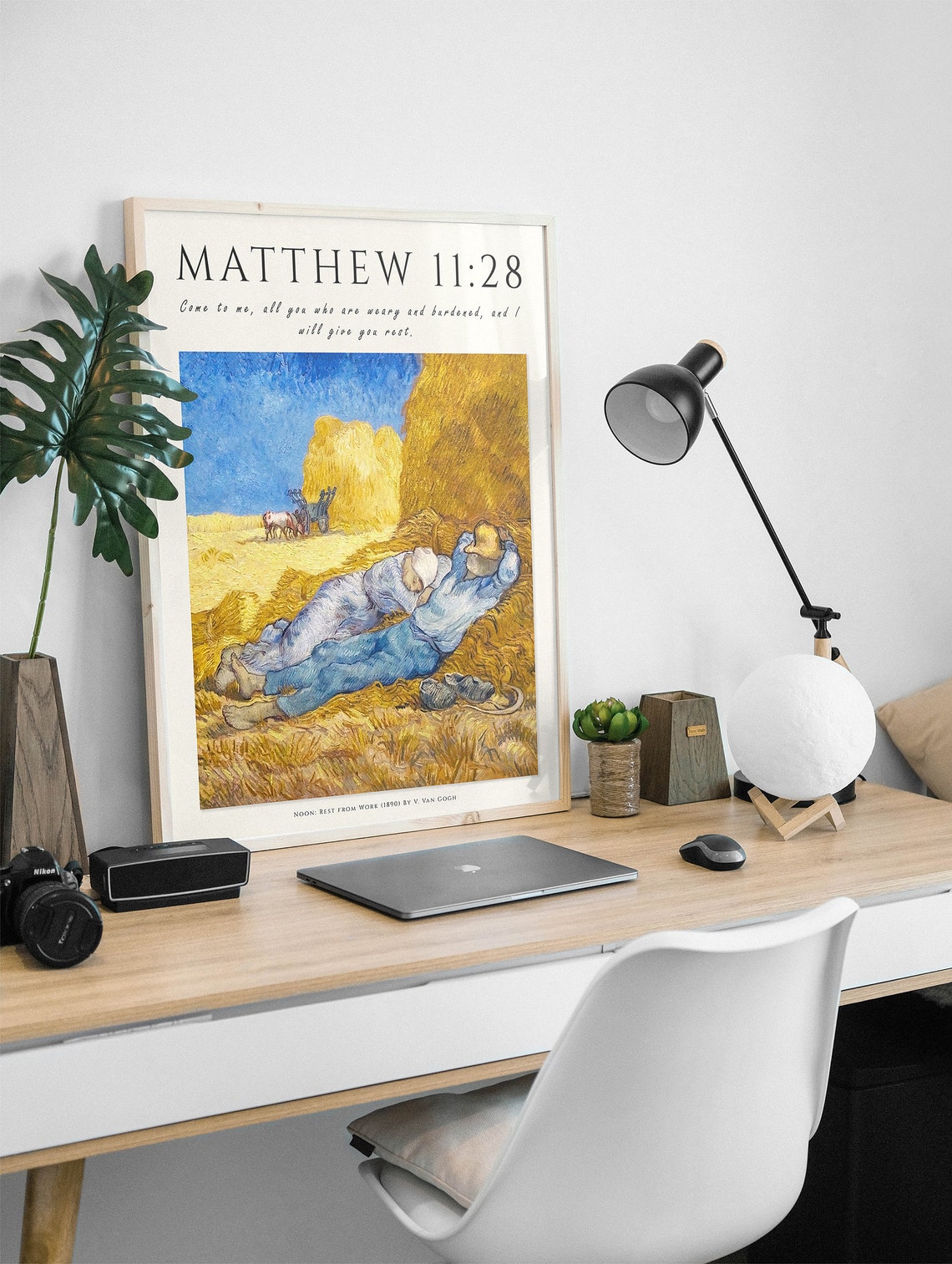 Matthew 11 28 Bible Verse With Van Gogh Rest From Work Poster - Image 2