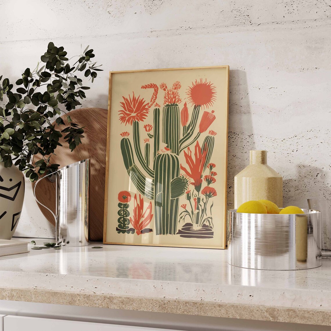 Mexican Cactus Bloom Botanical Art Print Vintage Southwest Decor - Image 3