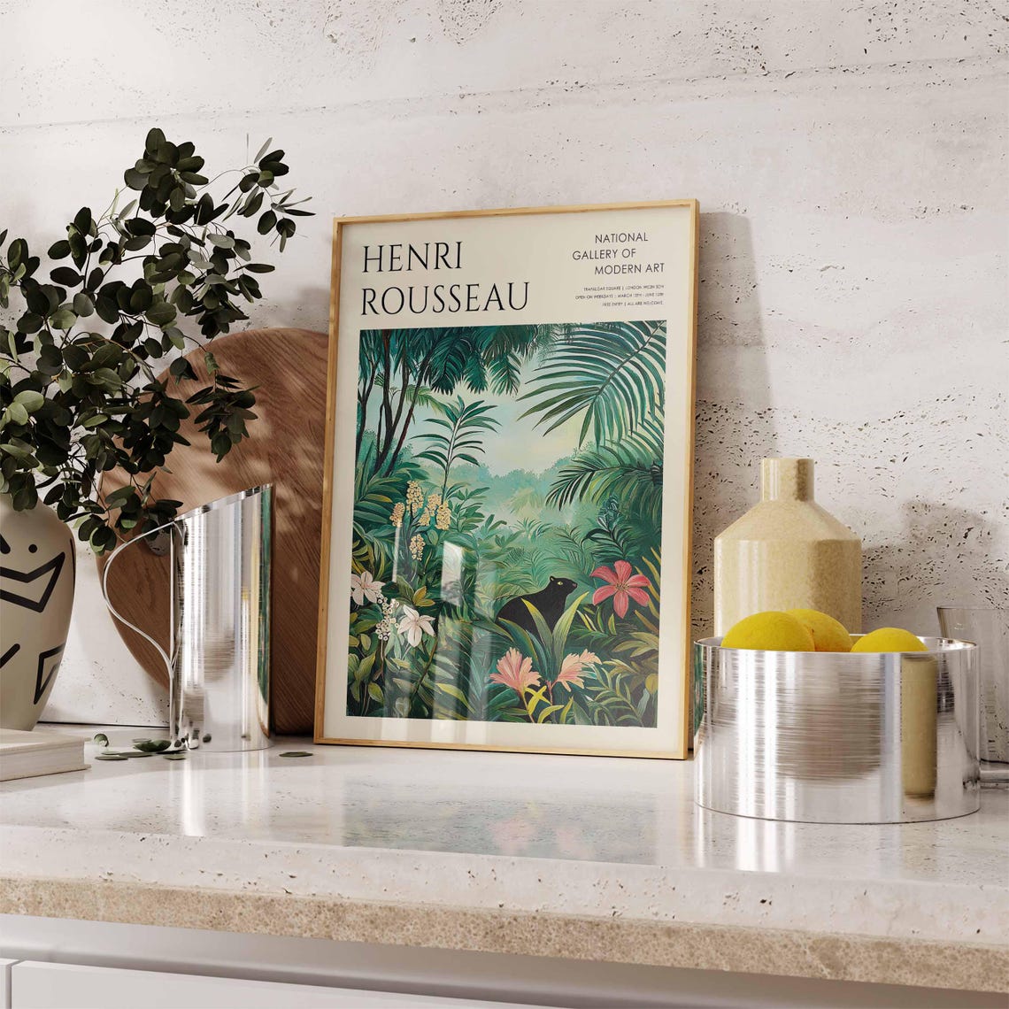 Henri Rousseau Black Panther Jungle Flower Night Blooms Poster - Image 3