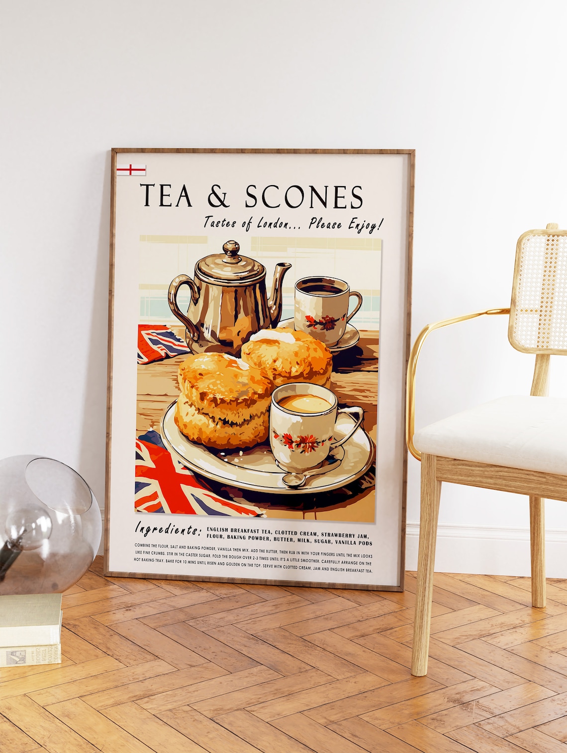 British Tea and Scones Kitchen Art Print - Image 2