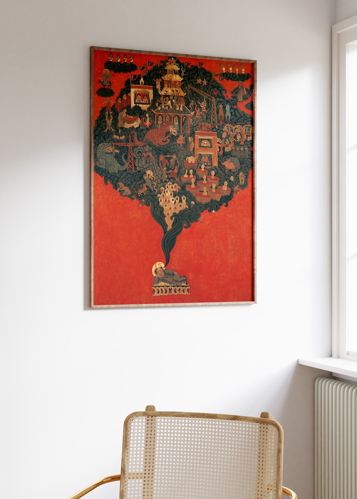 Buddha Spiritual Floral Art Print, Japanese Decor - Image 2