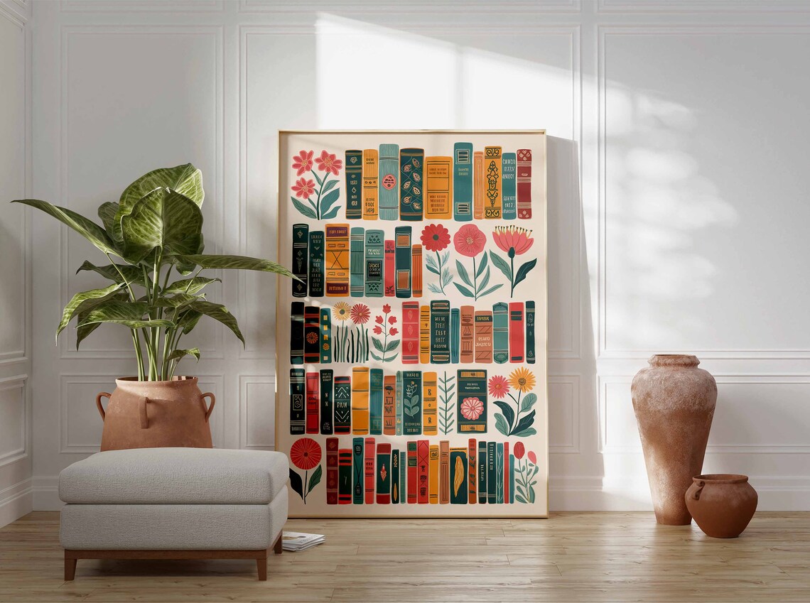 Vintage Library Book Lovers Poster, Antique Wall Art - Image 3