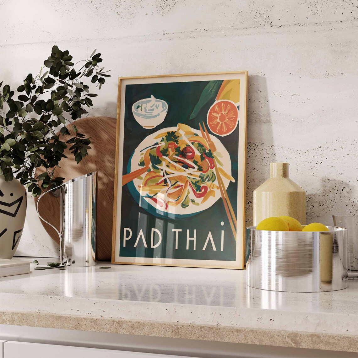 Pad Thai Thai Food Art Poster, Kitchen Decor - Image 2