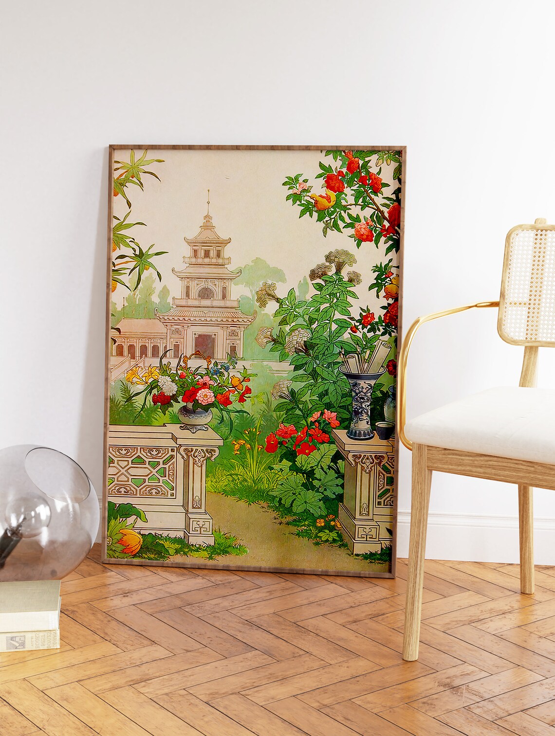 Indian Floral Exhibition Vintage Pichwai Art Print - Image 3