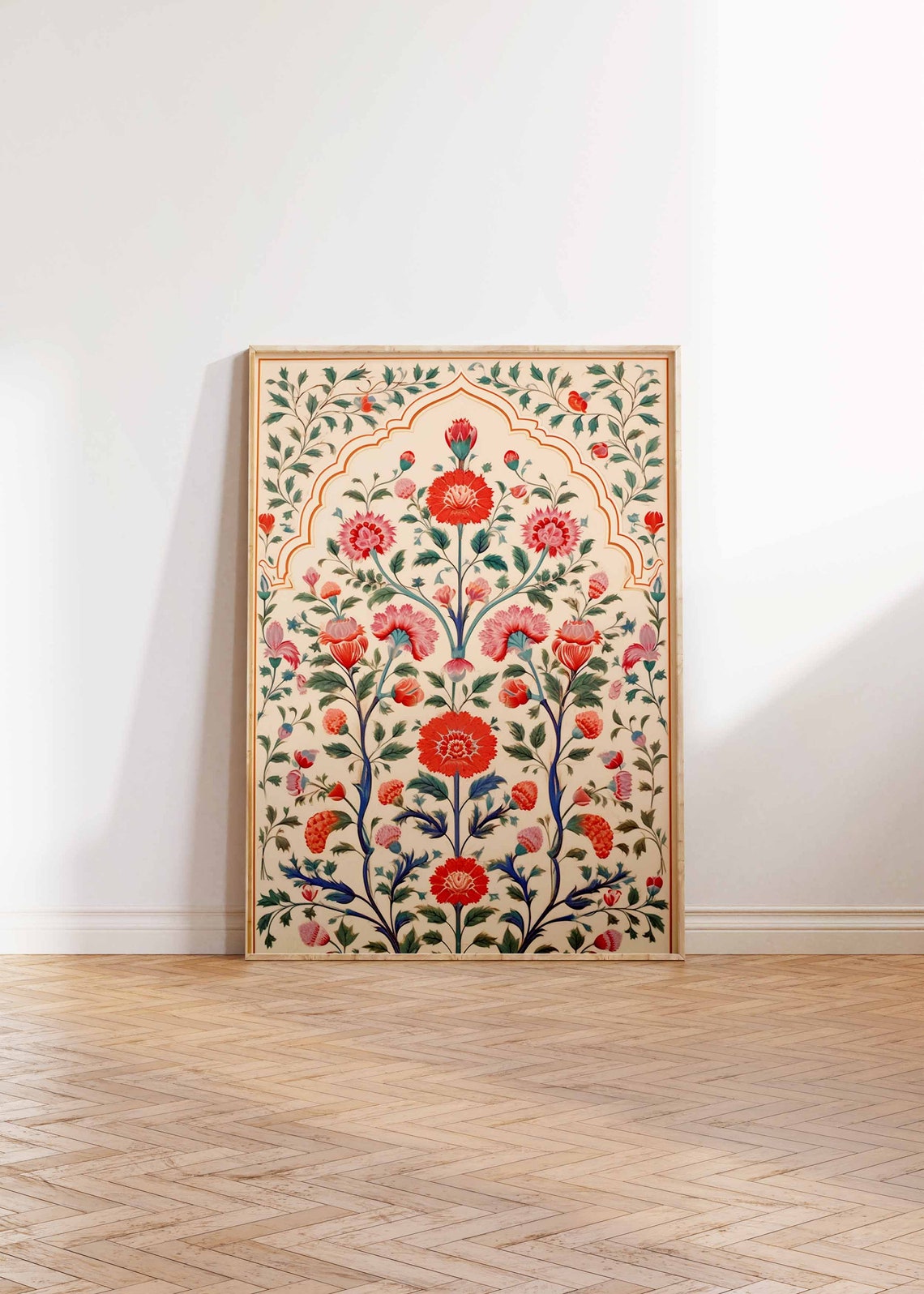 Pink Floral Vintage Indian Mughal Botanical Garden Art Print - Image 3