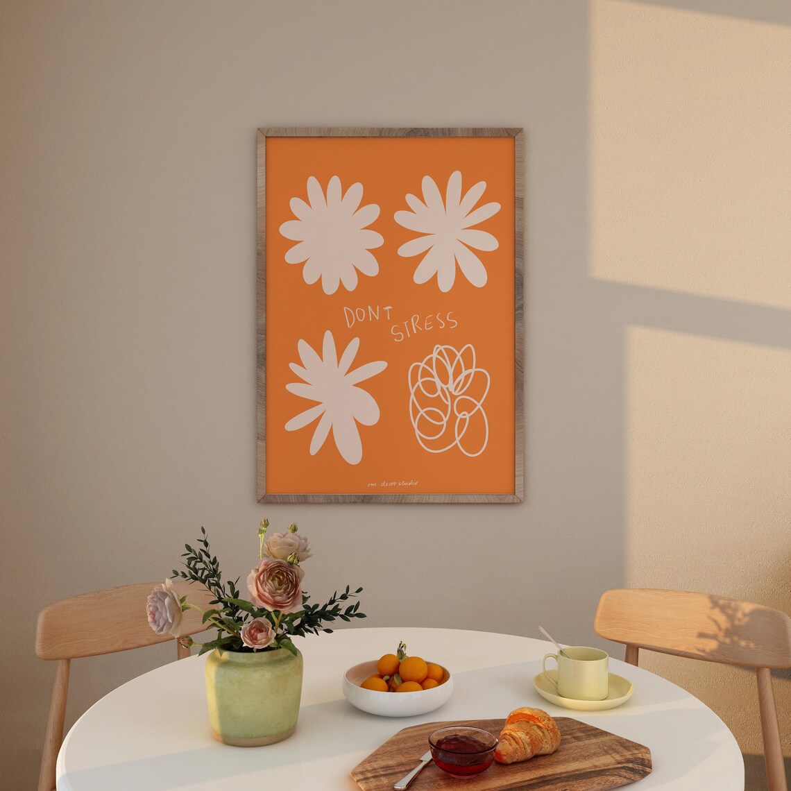 Don’t Stress Vintage Food Poster, Mid-Century Kitchen