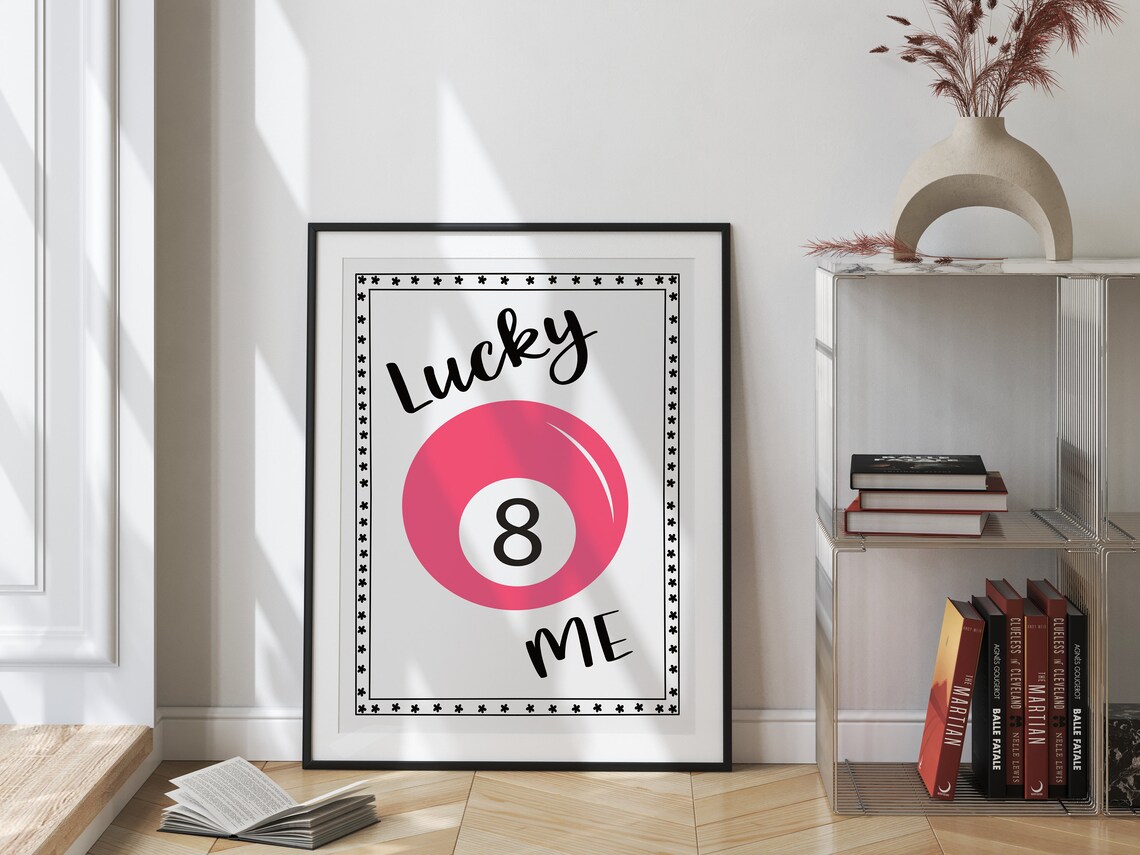 Lucky Me 8 Ball Vintage Retro Mid-Century Art Print