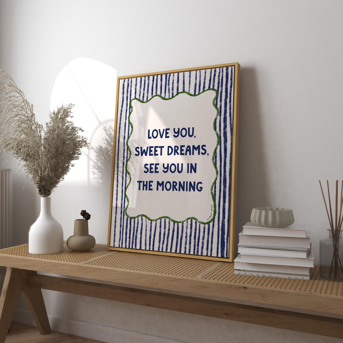 Love You Sweet Dreams Vintage Retro Bedroom Art Print