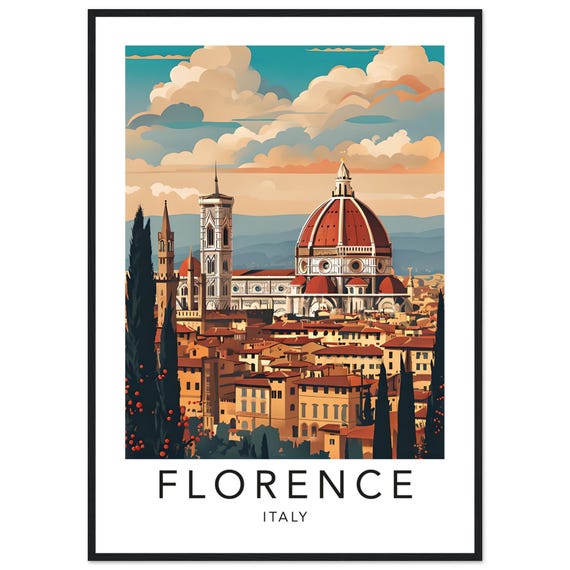 Florence Vintage Art Print Framed Retro Travel Poster For Home Decor
