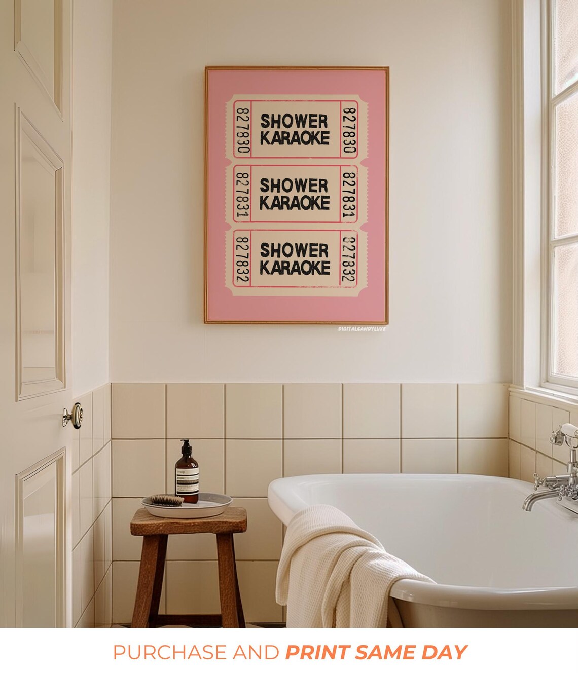 Shower Karaoke Pink Bathroom Ticket Poster Print - Image 3