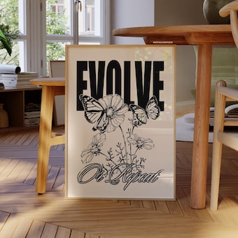 Retro Poster Print Trendy Wall Art Aesthetic Art Prints Butterfly Girly Bedroom Print Unframed Black And White Wall Prints Dorm Decor