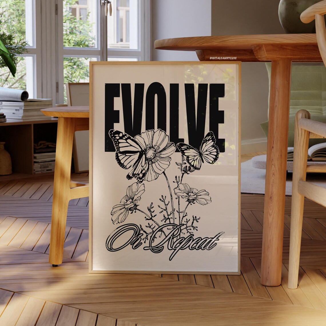 Butterfly Retro Poster Print, Girly Bedroom Decor
