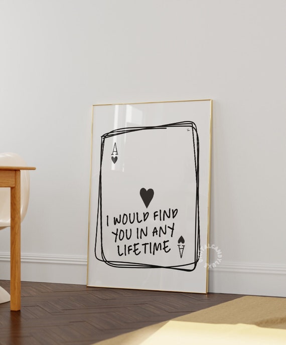 Matte Fine Art Print Unframed Trendy Wall Art Prints Retro Poster I Would Find You In Any Lifetime Decor Bar Cart Prints Neutral Preppy