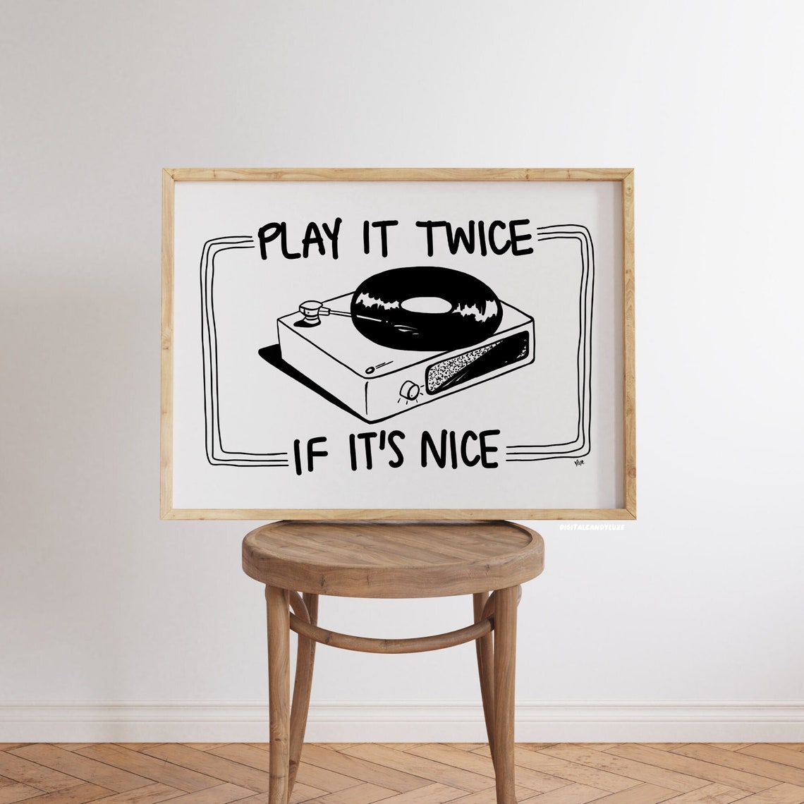 Play It Twice If Its Nice Vinyl Record Player Line Art Music Poster