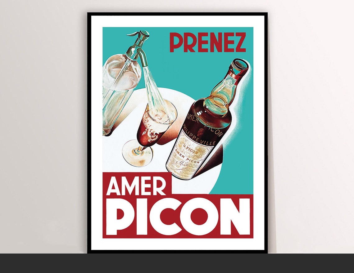 Amer Picon Prenez Vintage Aperitif Siphon Bottle Advert Poster
