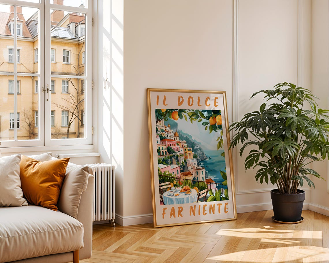 Il Dolce Far Niente Italy Coast Terrace Breakfast Travel Art Poster - Image 4