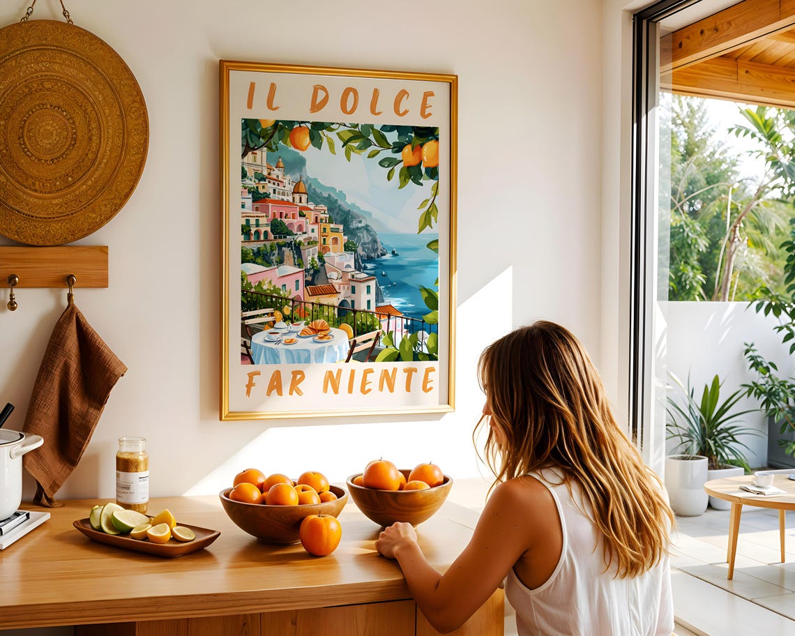 Il Dolce Far Niente Italy Coast Terrace Breakfast Travel Art Poster - Image 3
