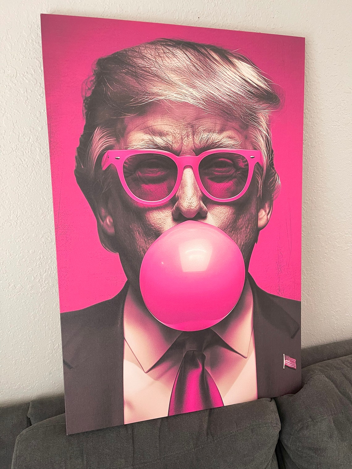 Donald Trump Pink Sunglasses Bubble Gum Pop Art Portrait Wall Art