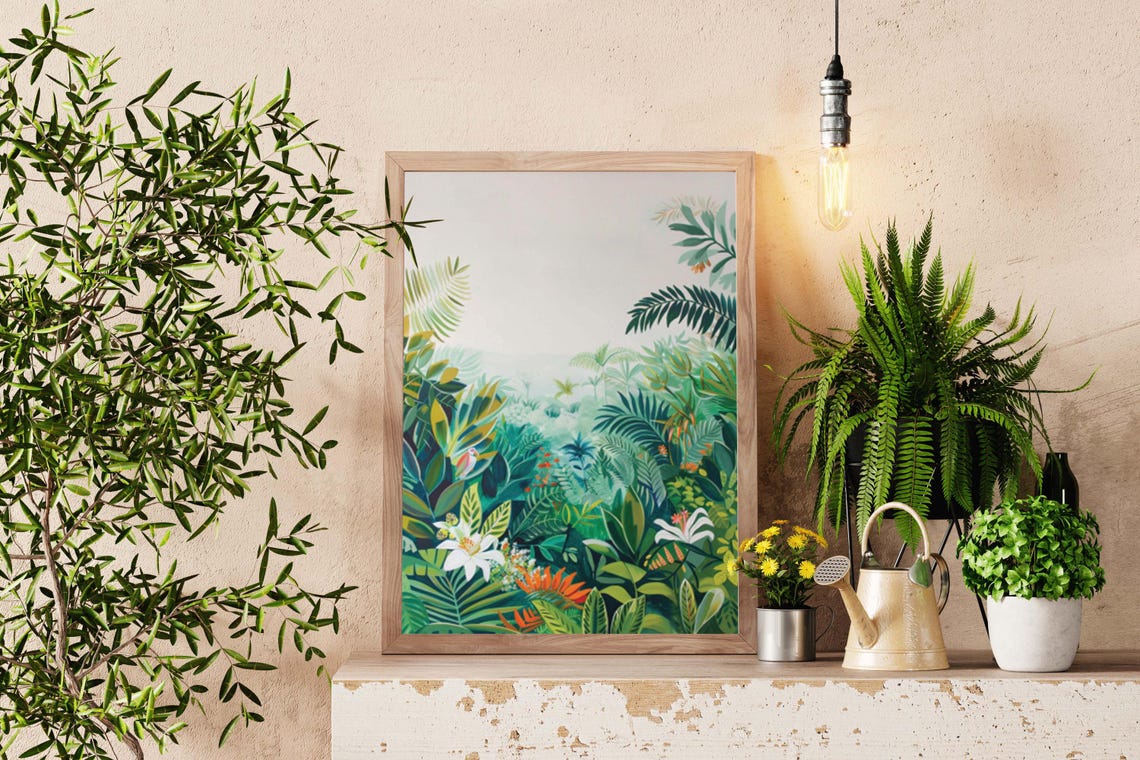 Lush Tropical Jungle Leaves in Soft Light Botanical Art Poster - Image 4