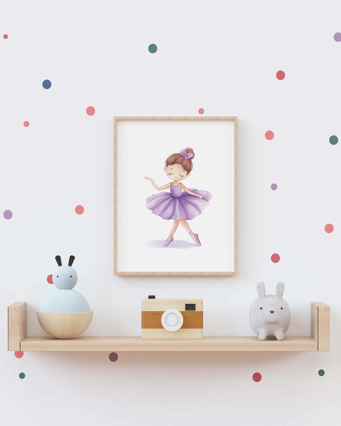 Cute Ballerina Girl in a Purple Tutu Watercolor Nursery Poster - Image 6