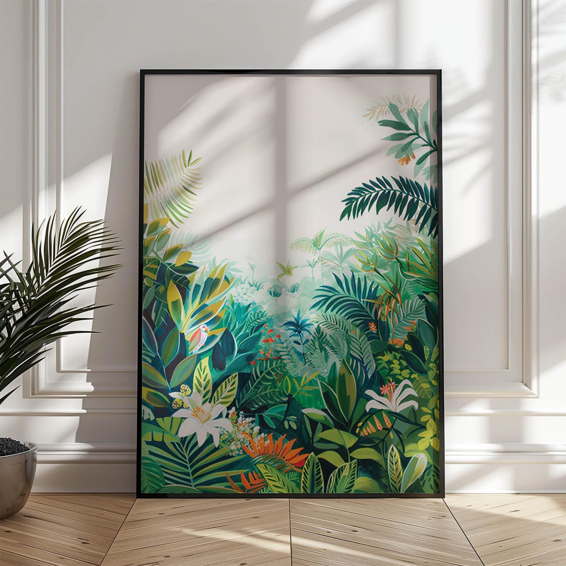 Lush Tropical Jungle Leaves in Soft Light Botanical Art Poster - Image 5