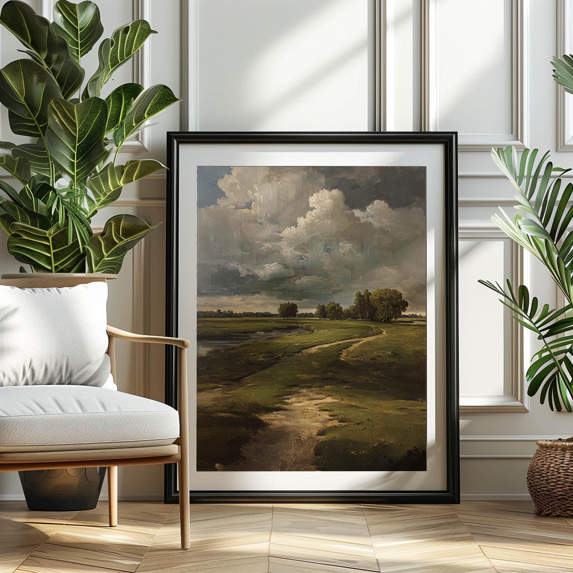 Moody Country Path Under Stormy Clouds Vintage Landscape Poster - Image 5
