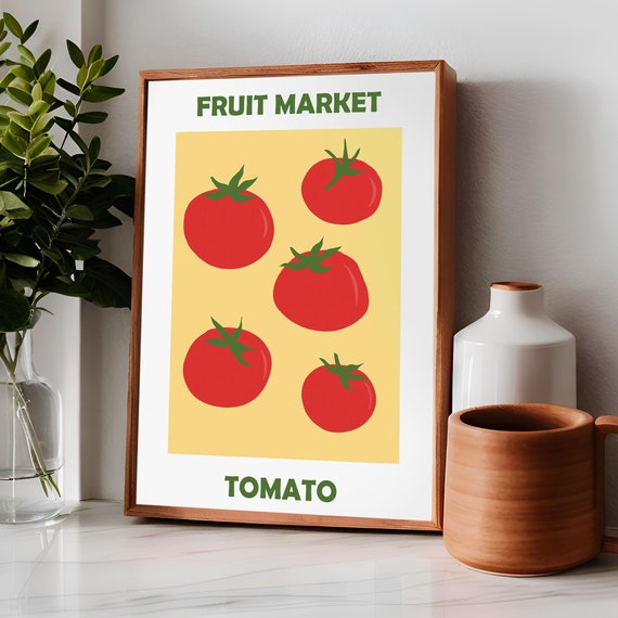 Fruit Market Tomato Poster, Mid-Century Kitchen Decor