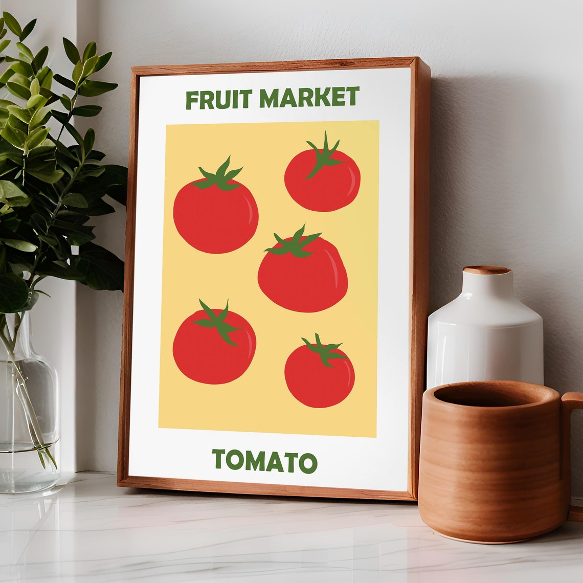 Fruit Market Tomato Poster, Mid-Century Kitchen Decor