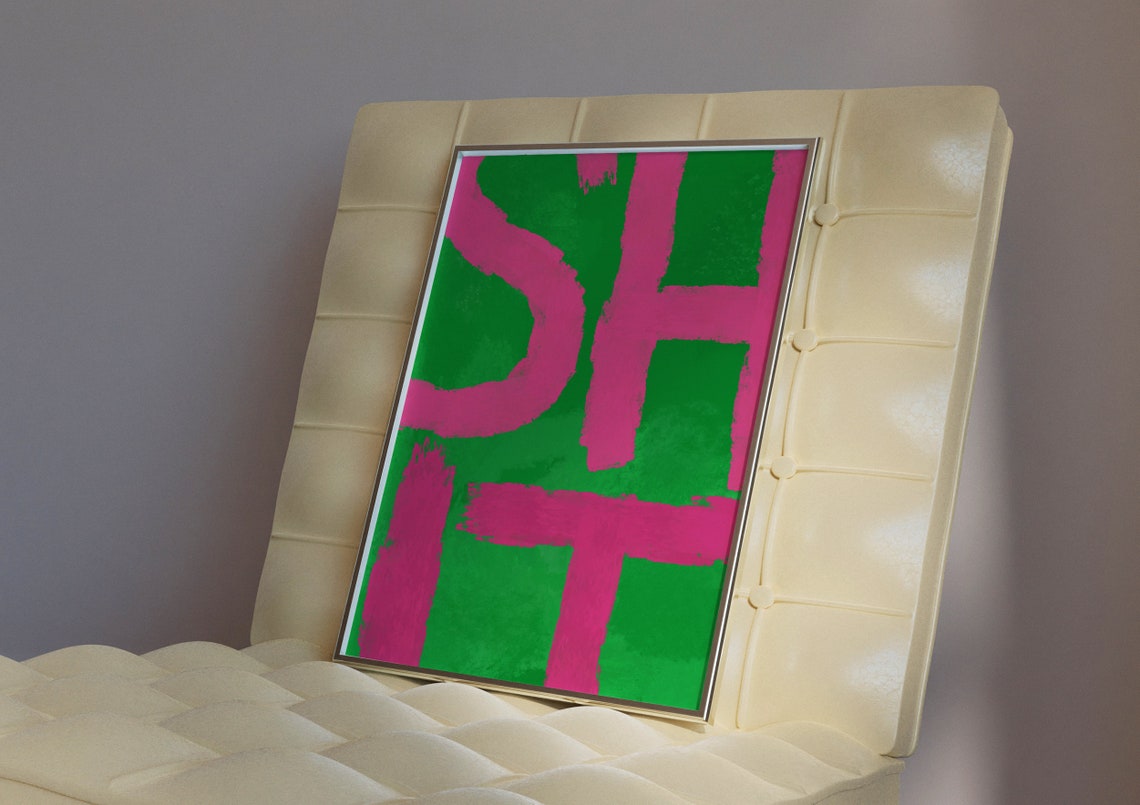 Shit Word Typography Pink On Green Bold Pop Humor Art Poster