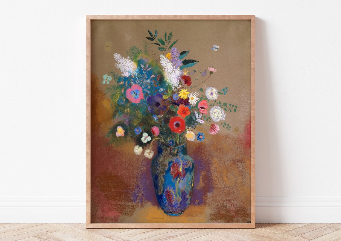 Odilon Redon Bouquet of Flowers Pastel Floral Vintage Art Poster