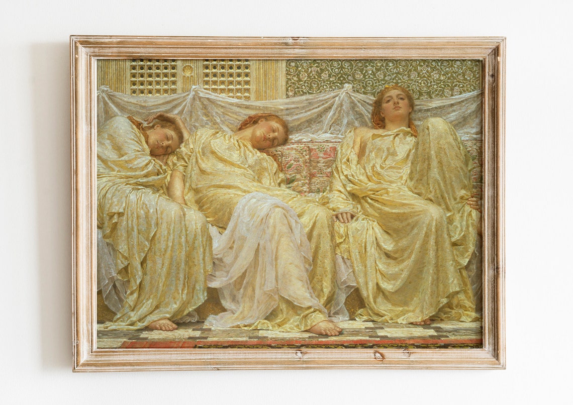 Albert Joseph Moore Dreamers Sleeping Women Classical Oil Poster