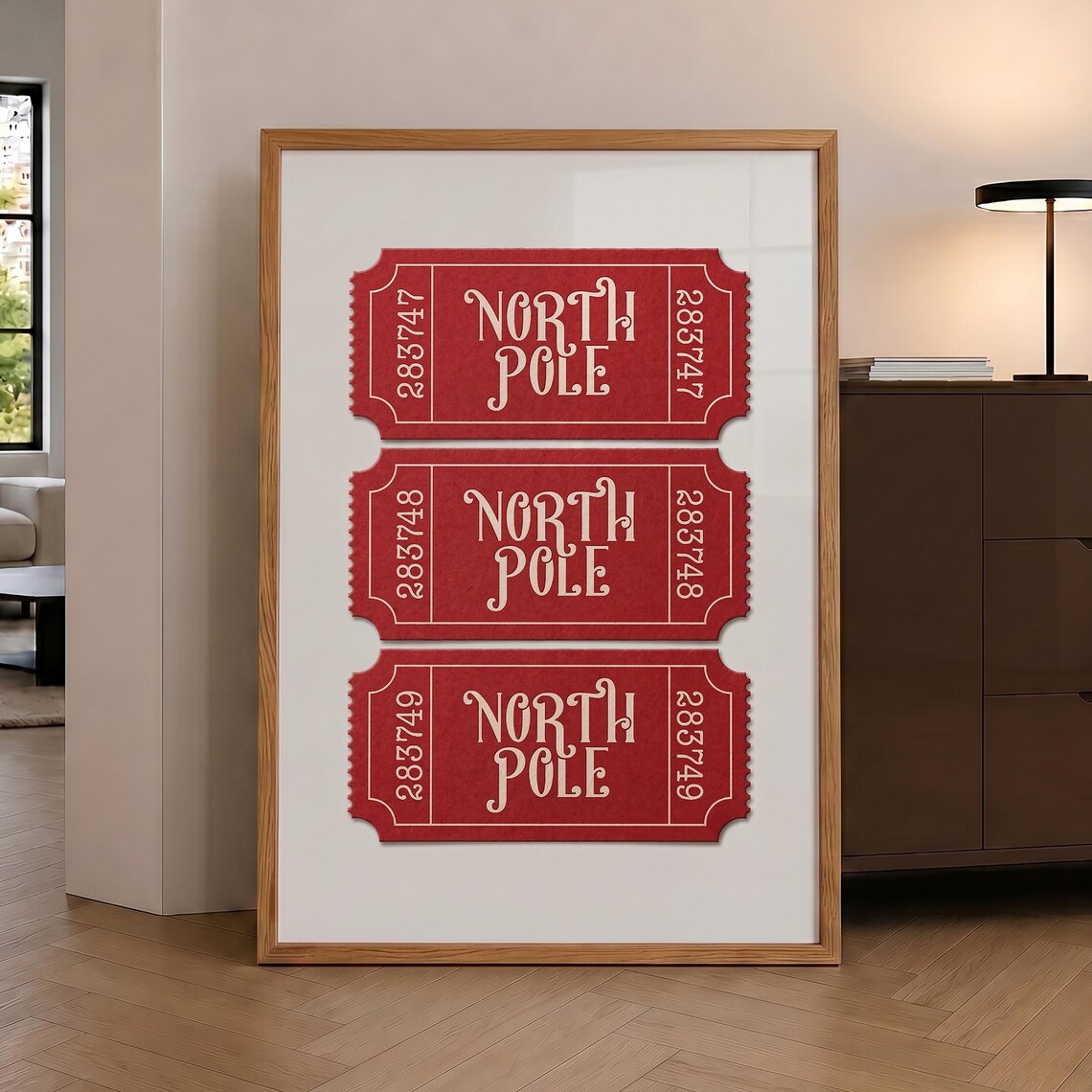 North Pole Ticket Prints, Vintage Holiday Poster
