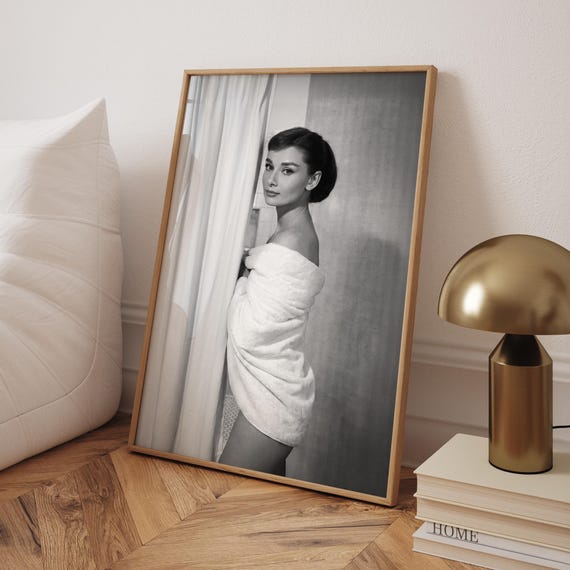 Audrey Hepburn Shower Poster Retro Wall Art Bathroom Vintage Print Digital File