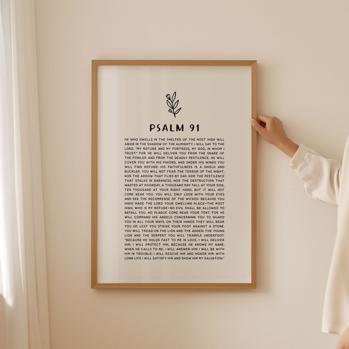 Psalm 91 Christian Floral Poster Minimal Modern Scripture Decor Bold Typography Baptism Gift Idea Nursery Sunday School Scripture Memory - Image 5