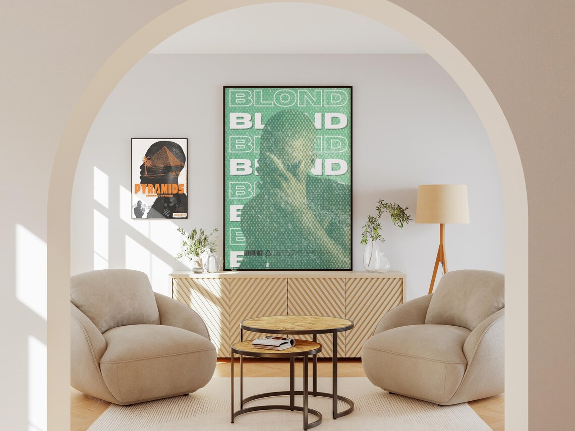 Frank Ocean Blond Green Halftone Silhouette Stacked Type Music Poster - Image 2