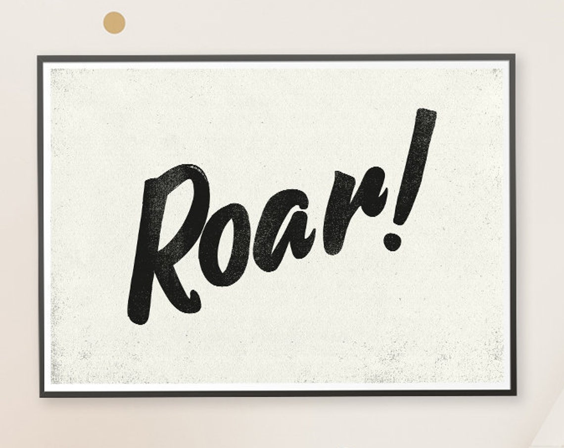 Roar Bold Black Script Nursery Quote Safari Baby Room Wall Art