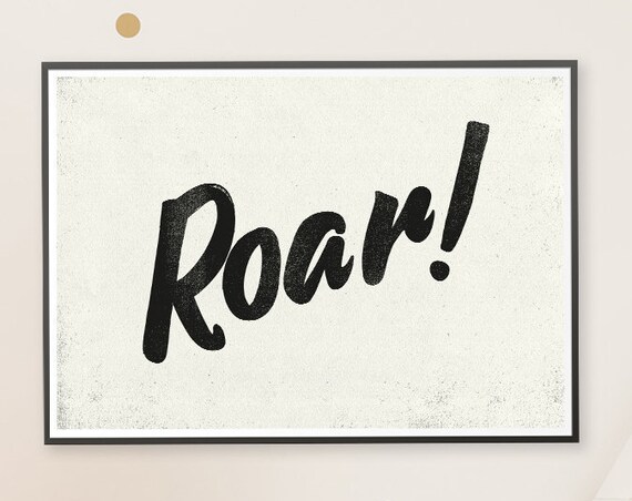 Roar Bold Black Script Nursery Quote Safari Baby Room Wall Art